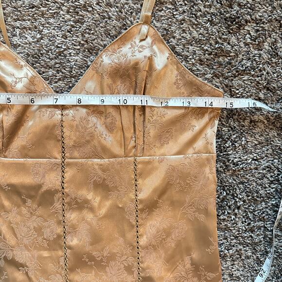 VTG Victoria's Secret Babydoll Lace Up Tunic Tan Top Size XS Regency Y2K Glam - Picture 8 of 12